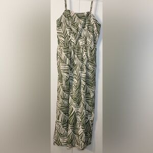 As U Wish Green and White Leaf-Print Jumpsuit